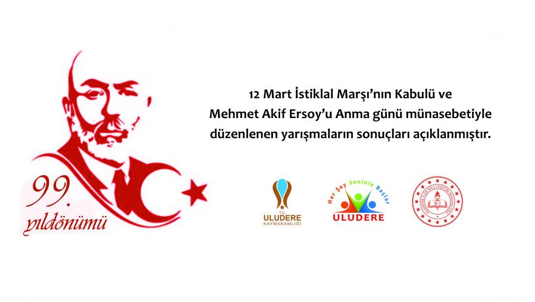 12 Mart İstiklal Marşının Kabulü ve Mehmet Akif Ersoy'u Anma Günü Münasebetiyle Düzenlenen Yarışma Sonuçları